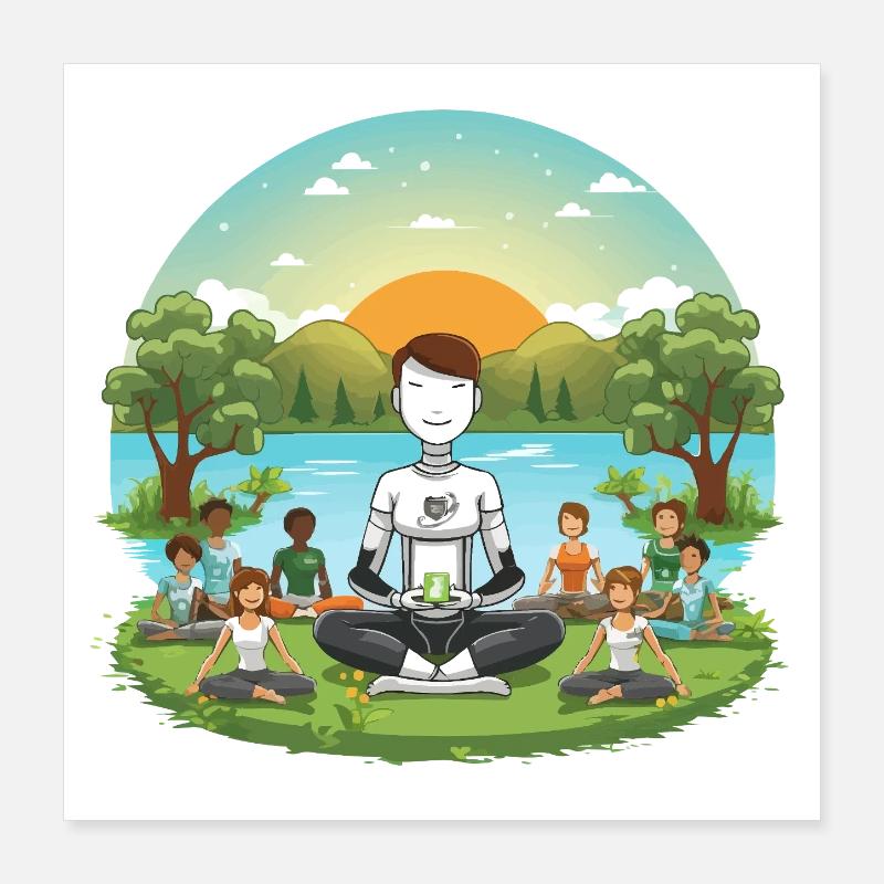 Robotic meditation at the lake Poster 16" x 16" (40x40 cm)