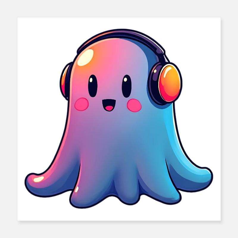 Ghost avec un casque Poster 40 x 40 cm