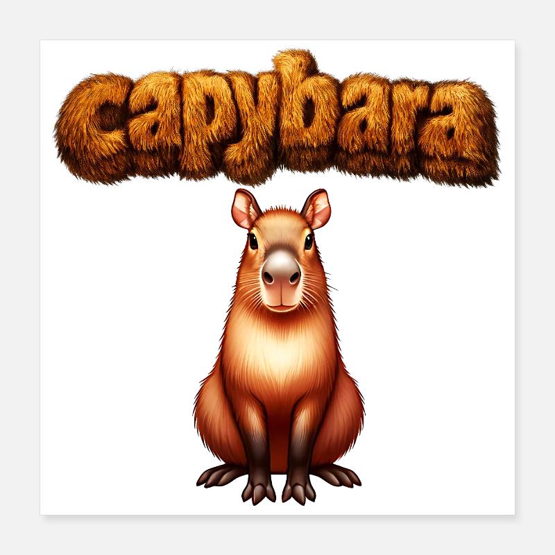 Haarige Kapybara-Kunst Poster 40x40 cm