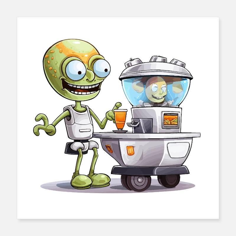 Alien Bartender at Space Bar Poster 16" x 16" (40x40 cm)