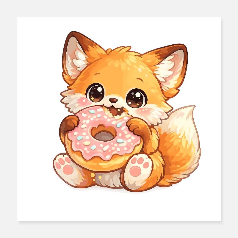 Fuchschen mit Donut Poster 40x40 cm