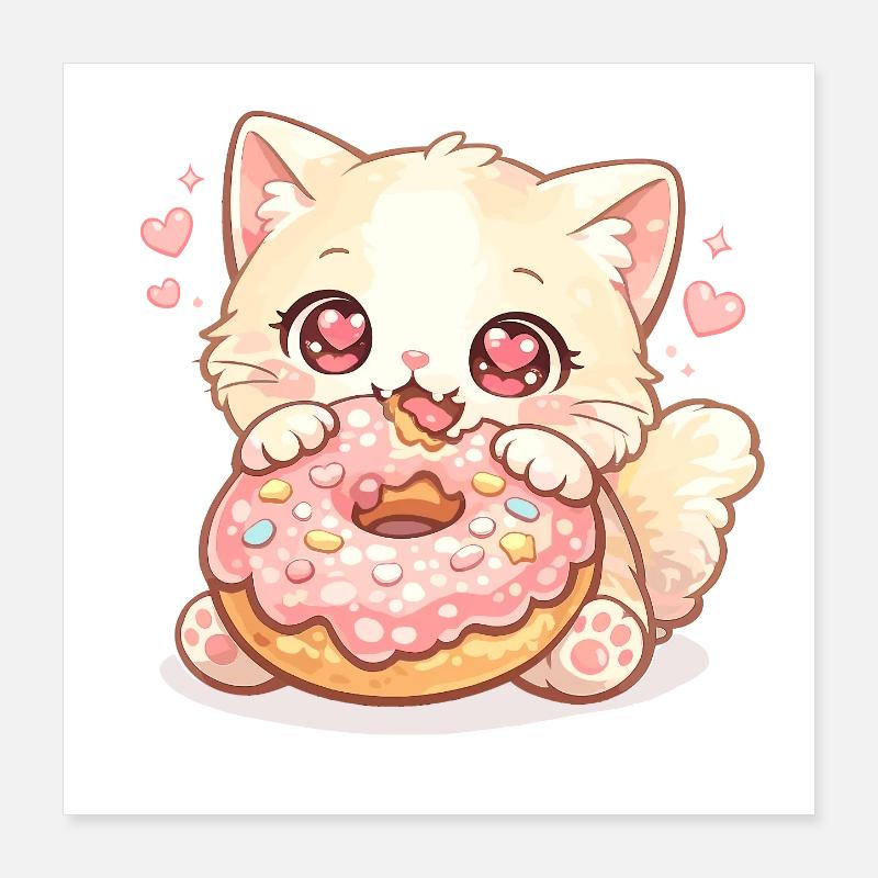 Kitten with donut Poster 16" x 16" (40x40 cm)