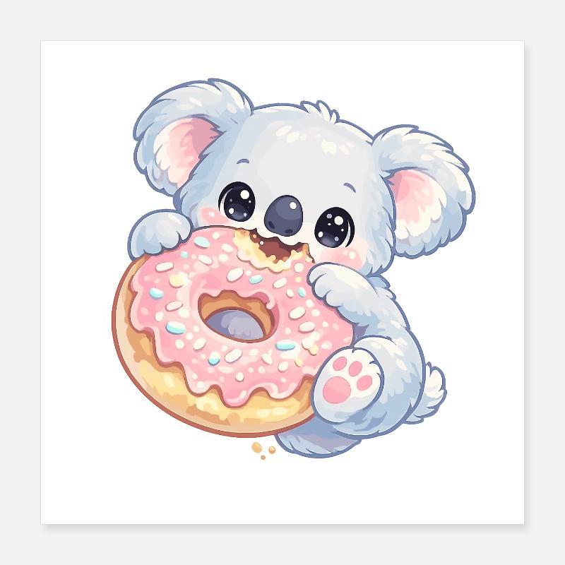 Cuddly koala with donut Poster 16" x 16" (40x40 cm)