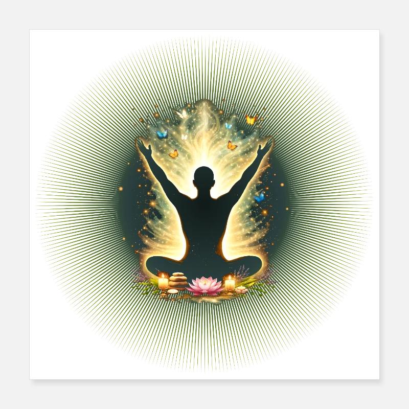 Conception de Mandala de Yoga de Sensibilisation à la Méditation Poster 40 x 40 cm