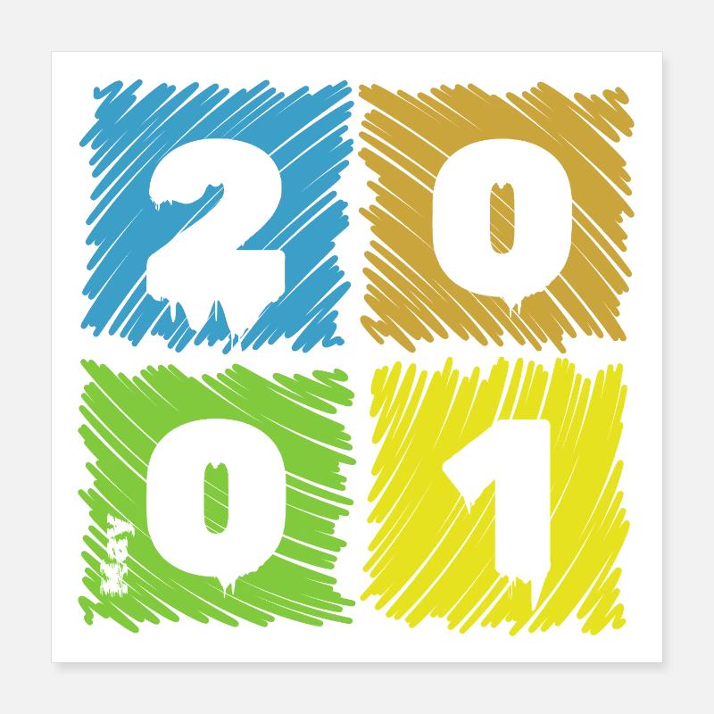 25. Geburtstag Farbige Patches since 05/2001 Poster 40x40 cm