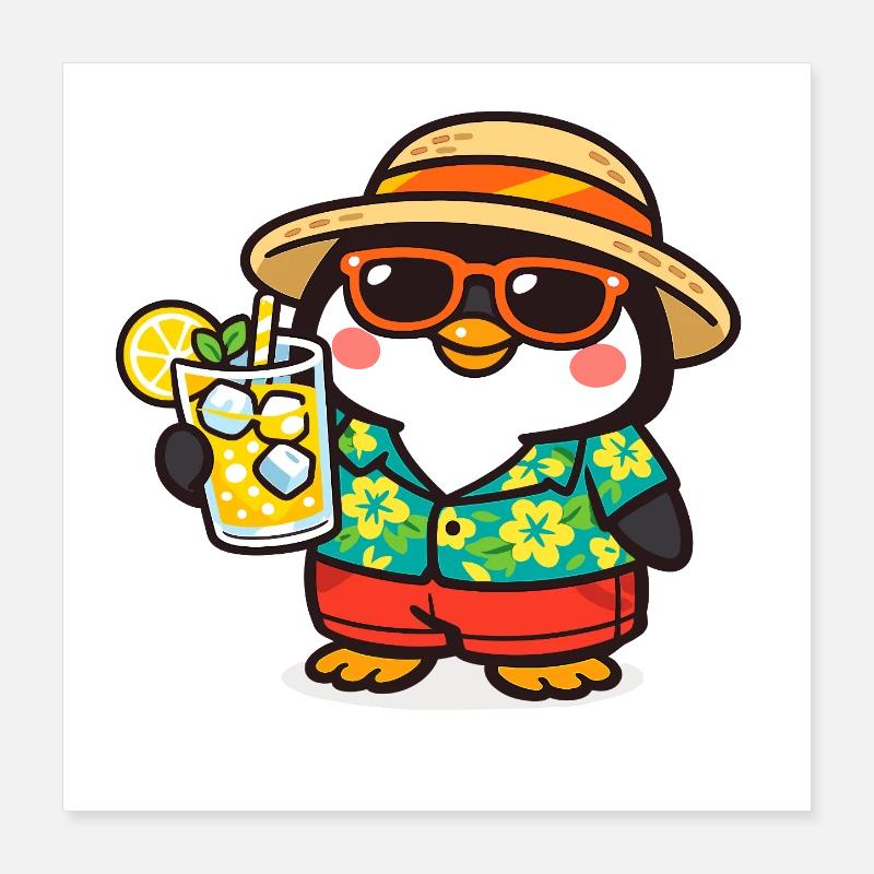 Aventure Penguin Beach Hawaï Poster 40 x 40 cm