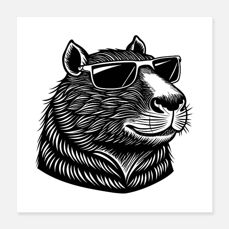 Capybara avec des lunettes de soleil Poster 40 x 40 cm