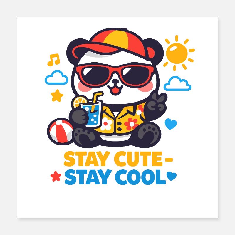 Graphique Reste mignon Reste Cool Bear Poster 40 x 40 cm