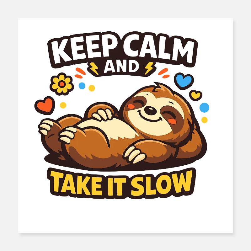 Faultier Ruhe Take It Slow Poster 40x40 cm