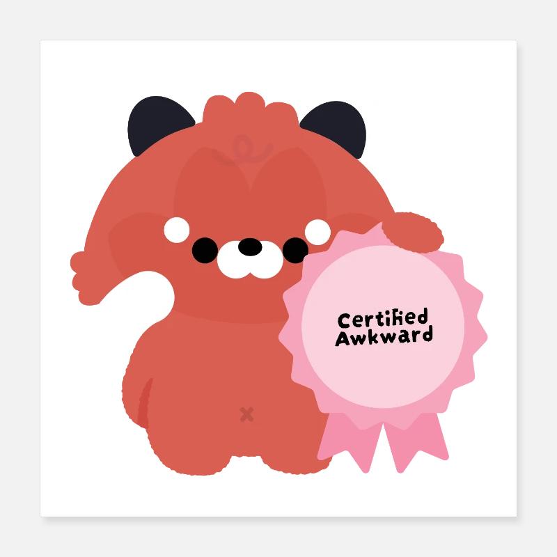 Panda Rouge Maladroit Certifié Poster 40 x 40 cm