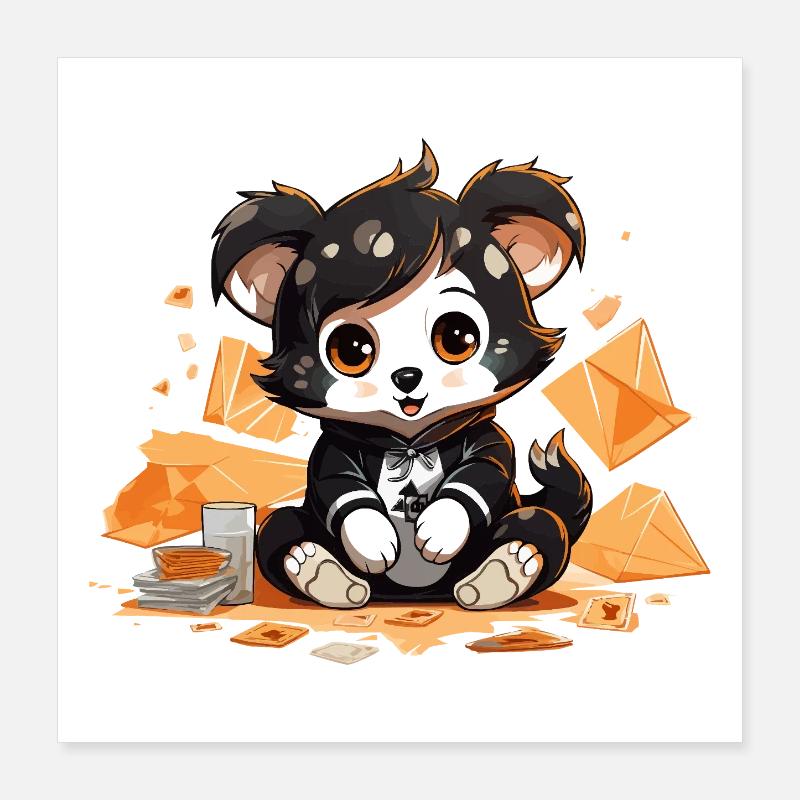 Panda câlin avec une aubaine inattendue Poster 40 x 40 cm