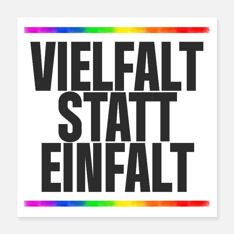 Vielfalt statt Einfalt – Regenbogen / Gay, CSD Poster 40x40 cm