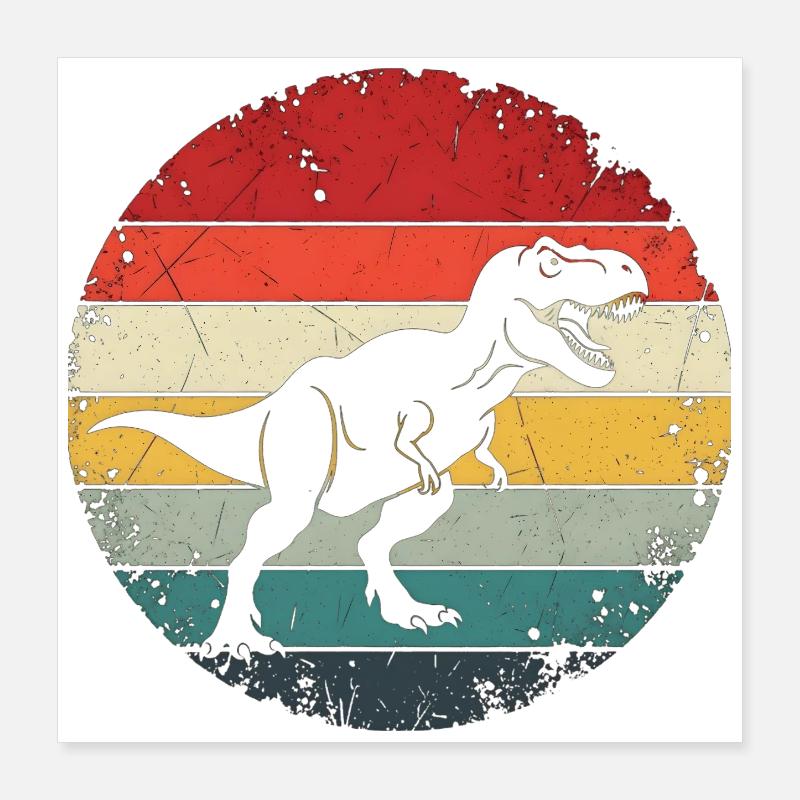 Dinosaurier-Geschenk – Retro-Dinosaurier-Dino-Dinosaurier Poster 40x40 cm