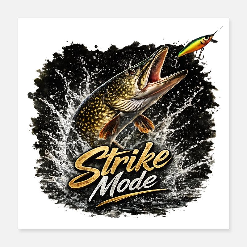 Strike Mode Pike – Predator Angelshirt Poster 40x40 cm