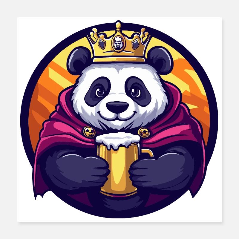 Panda Bier Lustig Poster 40x40 cm