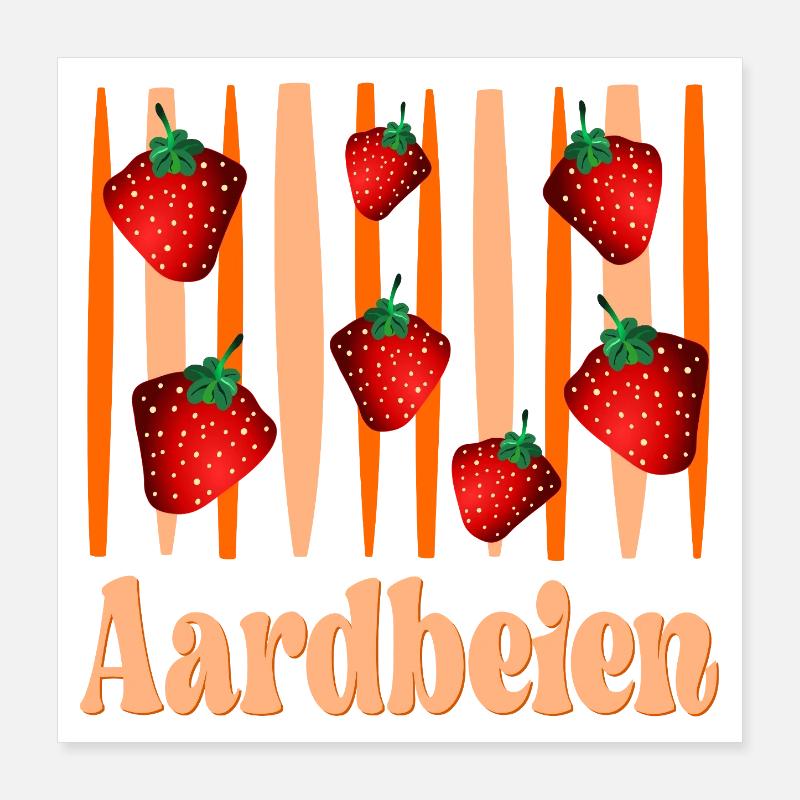 Erdbeeren pflücken Poster 40x40 cm