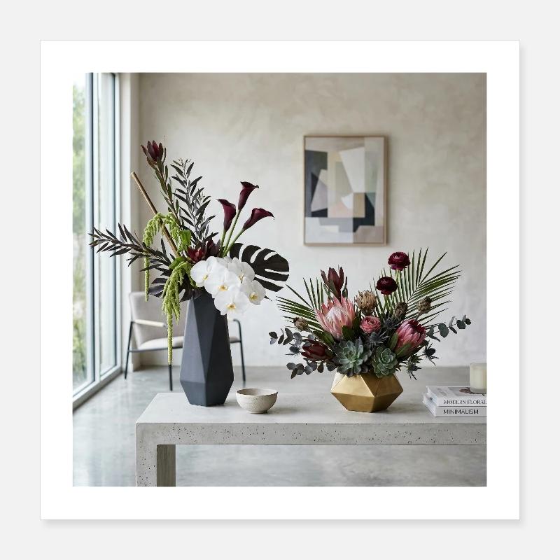 Vases en fleurs géométriques - Art moderne Poster 40 x 40 cm