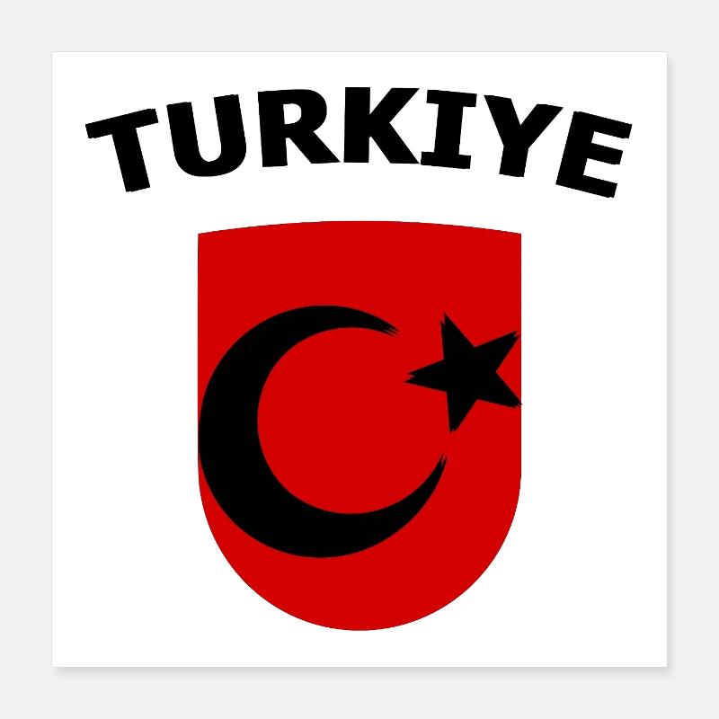 Red Turkey Shield Emblem Crescent Moon Star Poster 16" x 16" (40x40 cm)