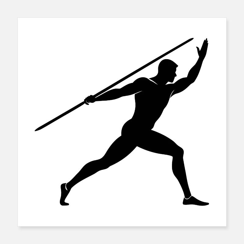 Lanceur d’homme avec javelot Poster 40 x 40 cm