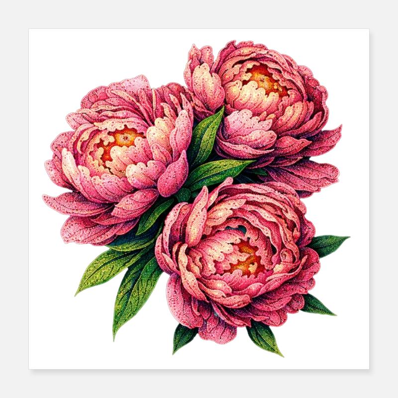 Peony Bloom Poster 16" x 16" (40x40 cm)