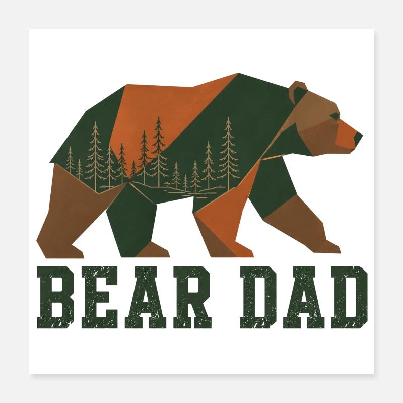 Forêt de Bear Dad Poster 40 x 40 cm