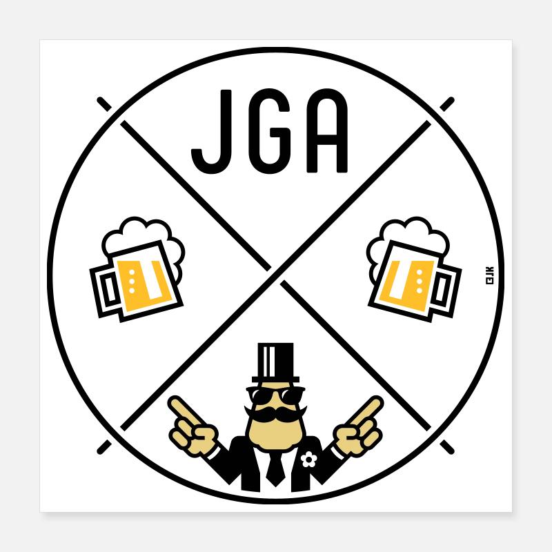JGA Bräutigam Handzeichen Bier Kreis Symbol POS 3C Poster 40x40 cm