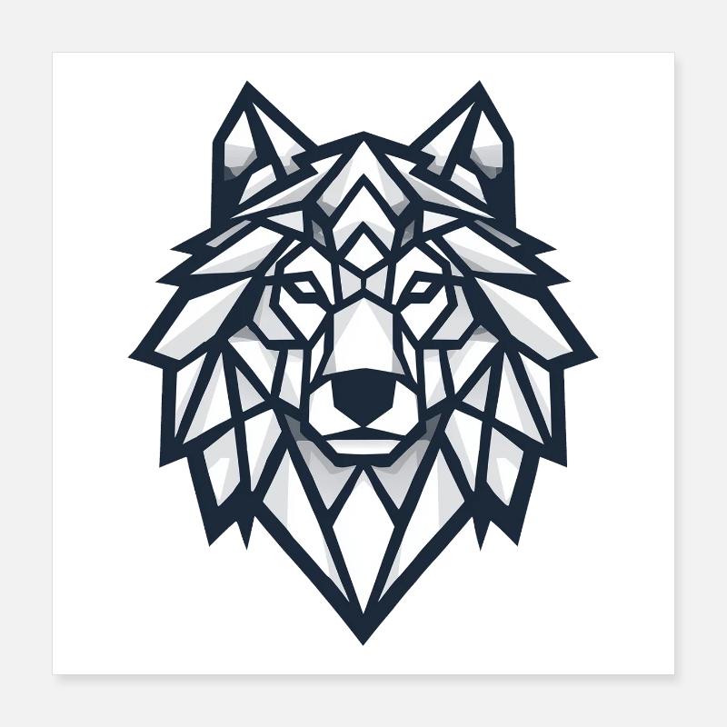 Geometrischer Wolf Poster 40x40 cm