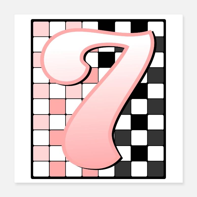 7th BIRTHDAY - PINK CHECKERED Poster 16" x 16" (40x40 cm)