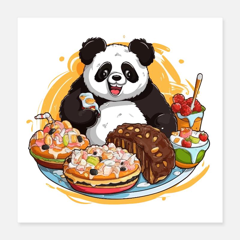 Panda Dessert Fest Poster 40x40 cm