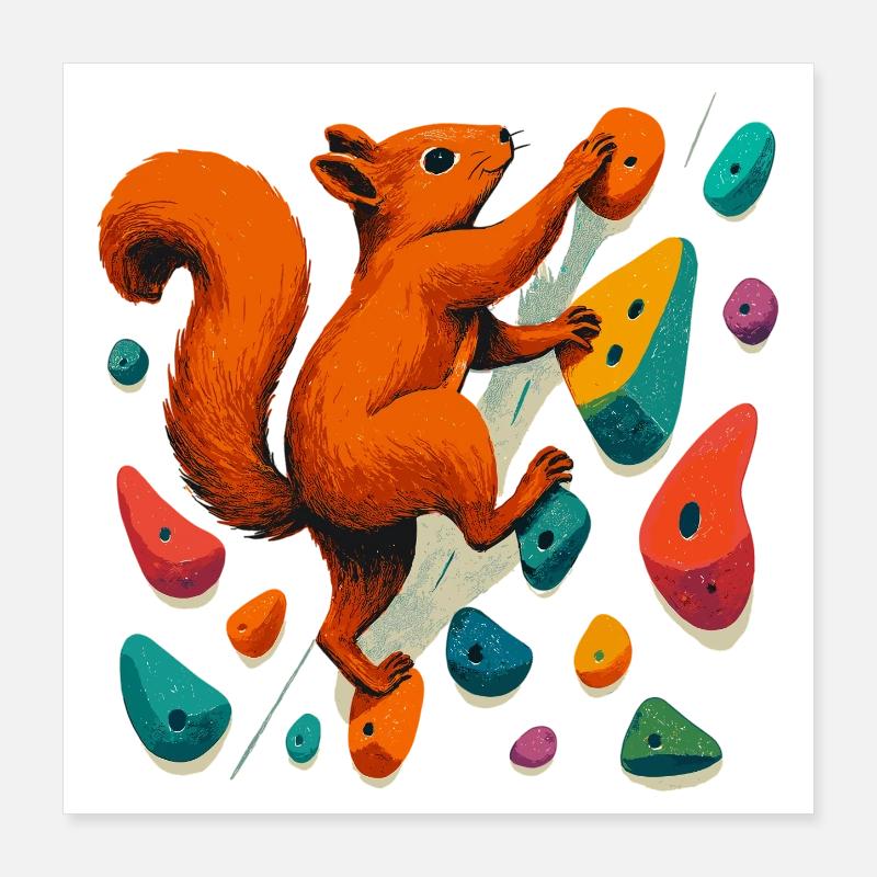 Squirrels on the Rock: Motivation & Boulder Art Poster 16" x 16" (40x40 cm)