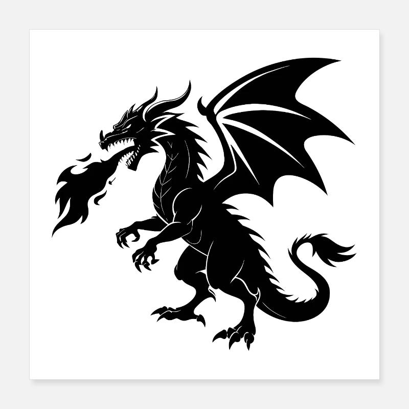 Dragon Cracheur de Feu Poster 40 x 40 cm
