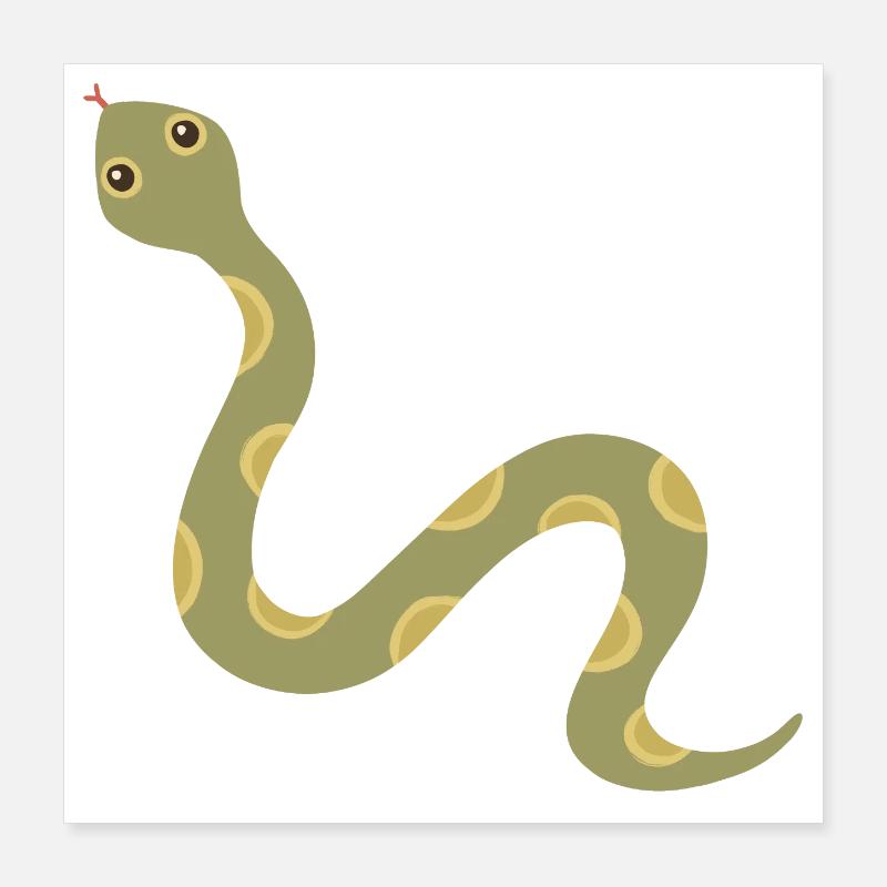 Illustration der olivgemusterten Schlange Poster 40x40 cm