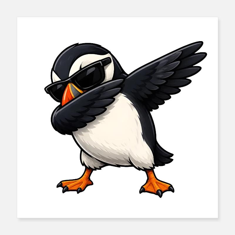 Dabbing puffins Poster 16" x 16" (40x40 cm)