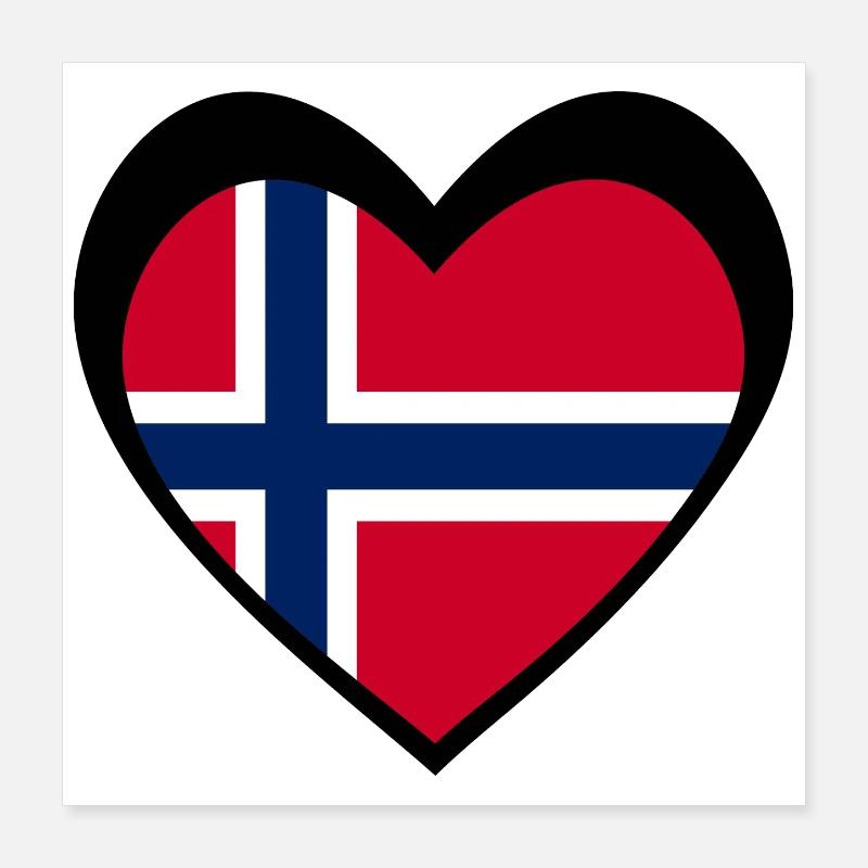 Norge Svart Hjerte – Kjærlighet til Norge Poster 40 x 40 cm