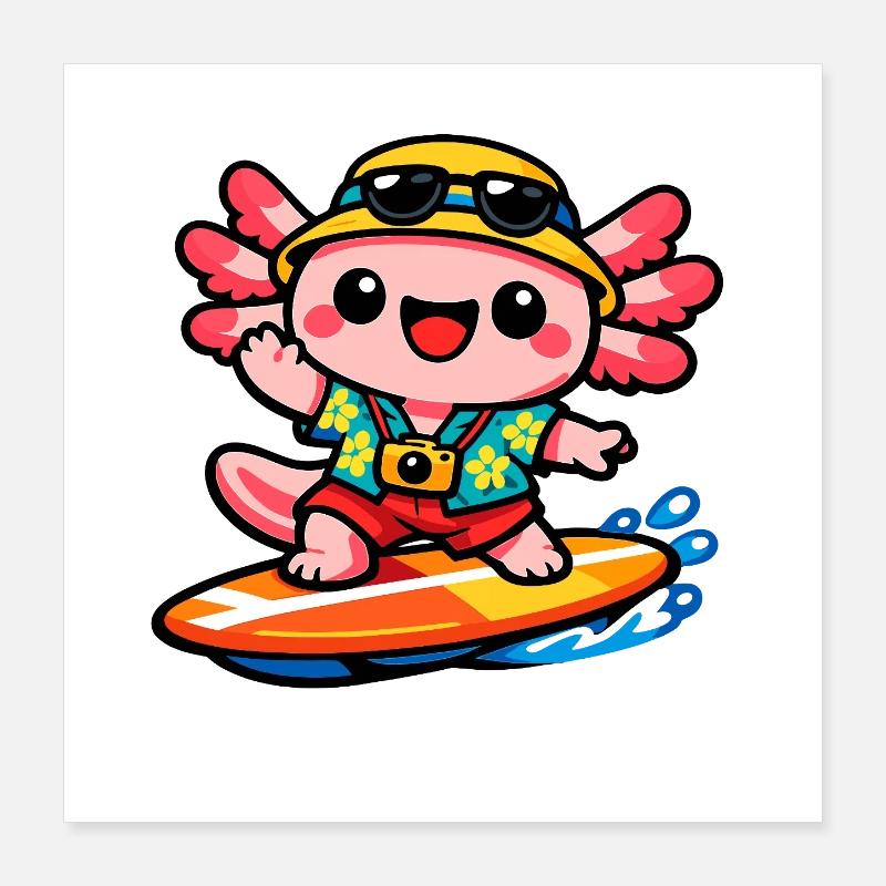 Aventure de surf héroïque de Kawaii Beach Poster 40 x 40 cm