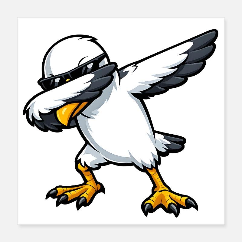 Dabbing Möwe Poster 40x40 cm