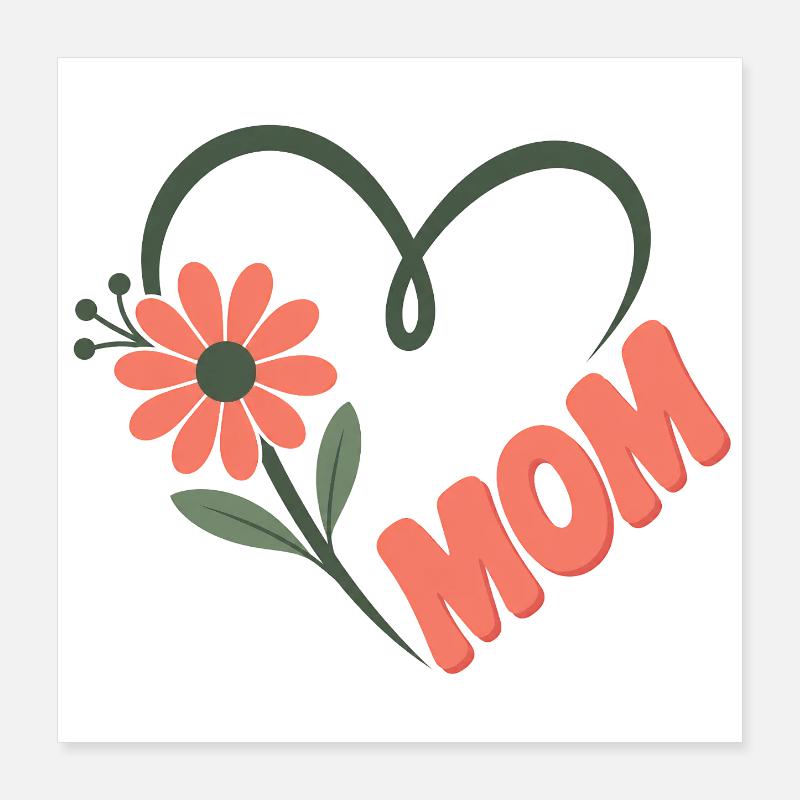 Maman Fleurs Cœur Poster 40 x 40 cm