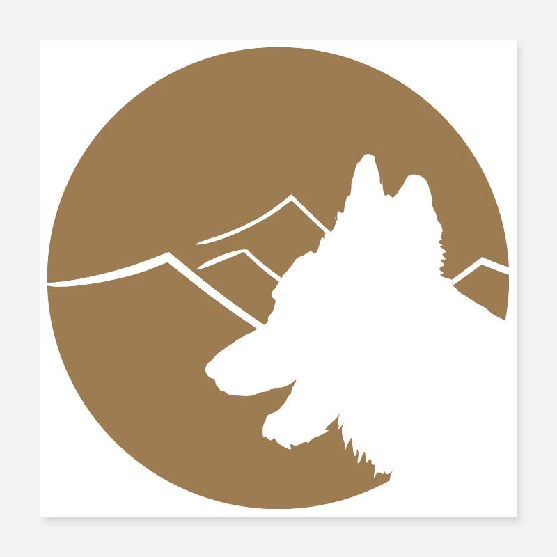 German Shepherd silhouette in circle Poster 16" x 16" (40x40 cm)