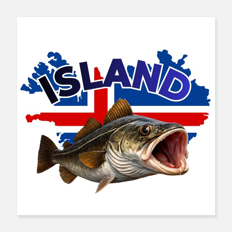 Iceland Cod Fishing Poster 16" x 16" (40x40 cm)