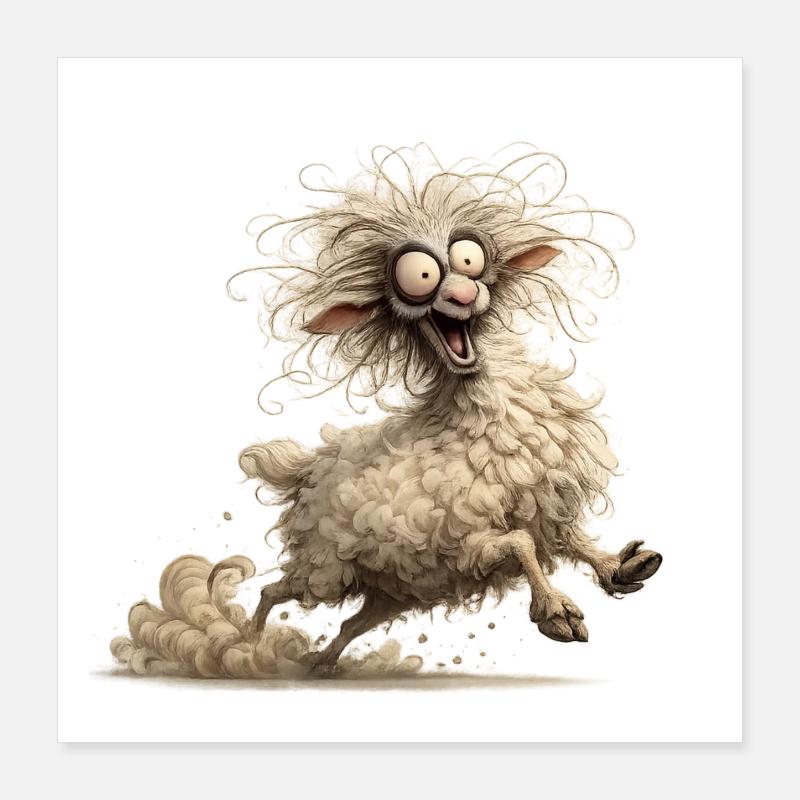 crazy sheep Poster 16" x 16" (40x40 cm)