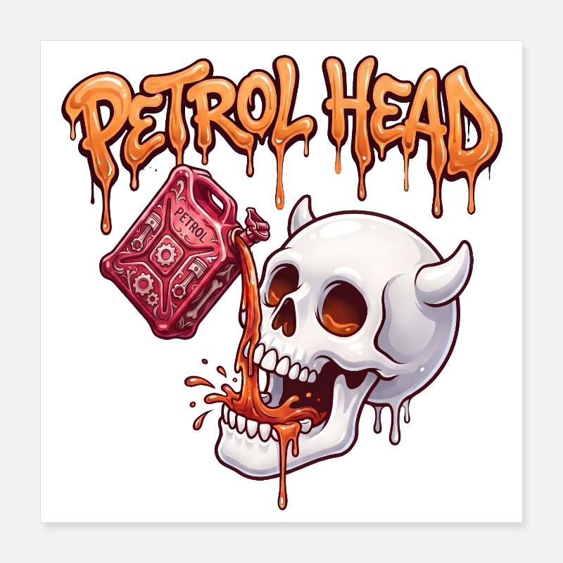 Petrolkopf-Schädel Poster 40x40 cm
