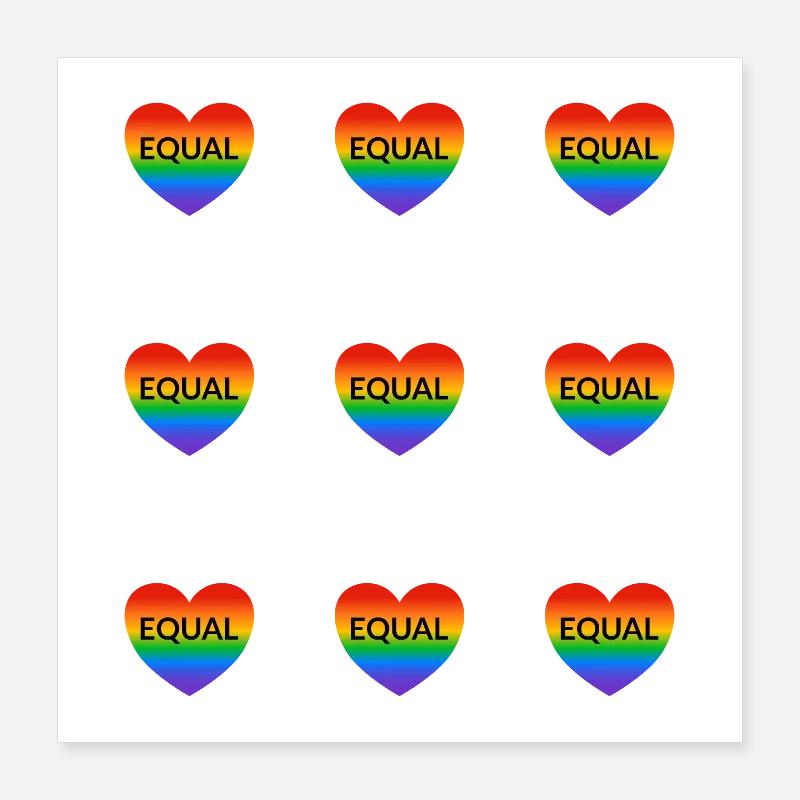 Fierté LGBT Rainbow Equal Heart Poster 40 x 40 cm
