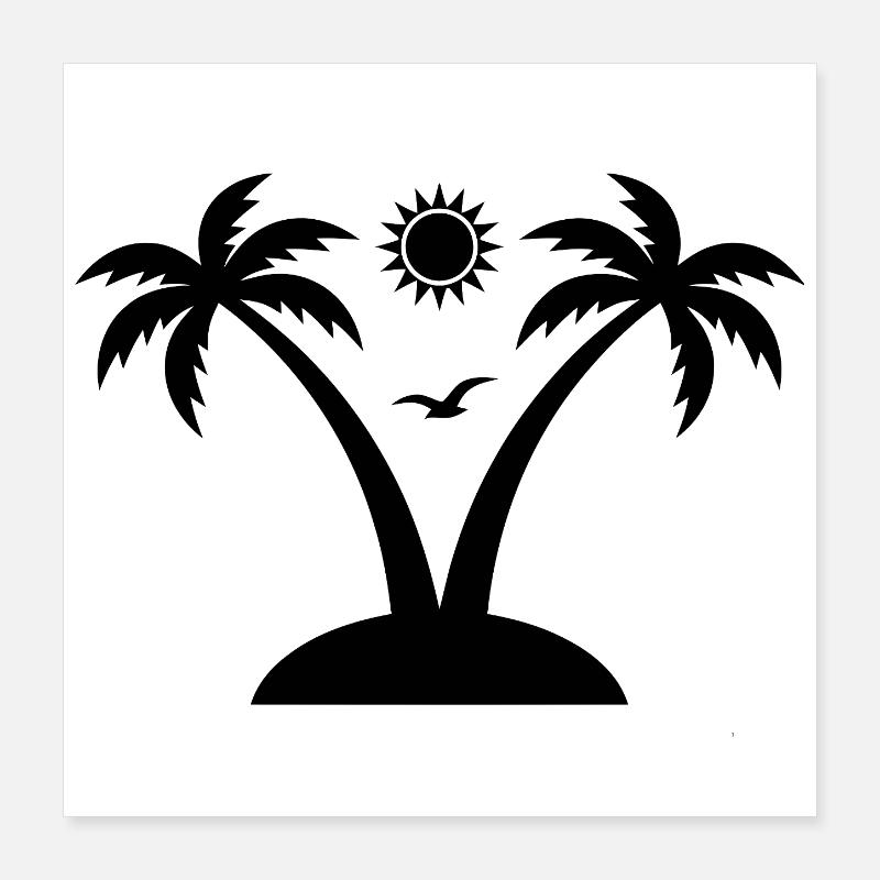Sticker Île Tropicale - Design Palmiers et Soleil  Poster 40 x 40 cm