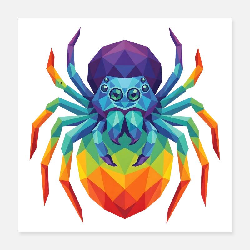 Lebendige geometrische springende Spinnen-Pop-Kunst Poster 40x40 cm