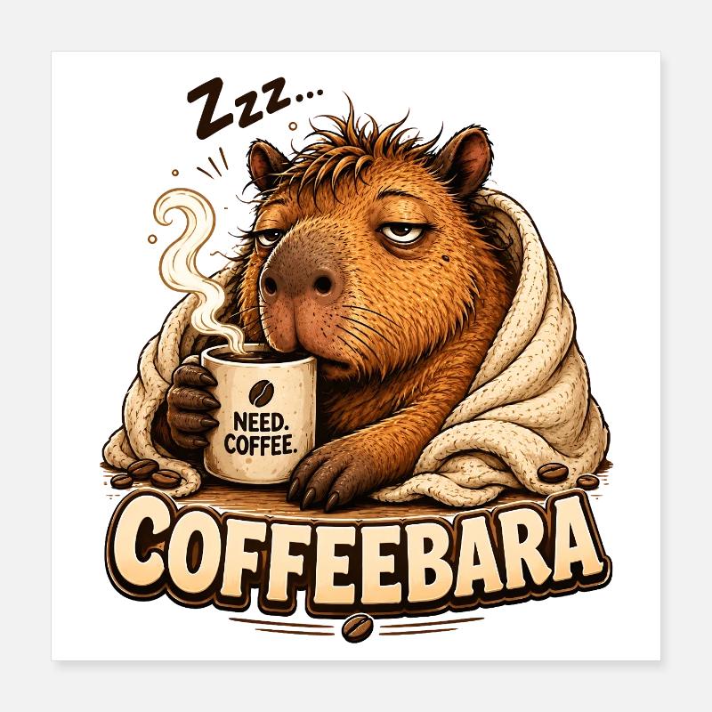 CoffeeBara Capybara Poster 40 x 40 cm
