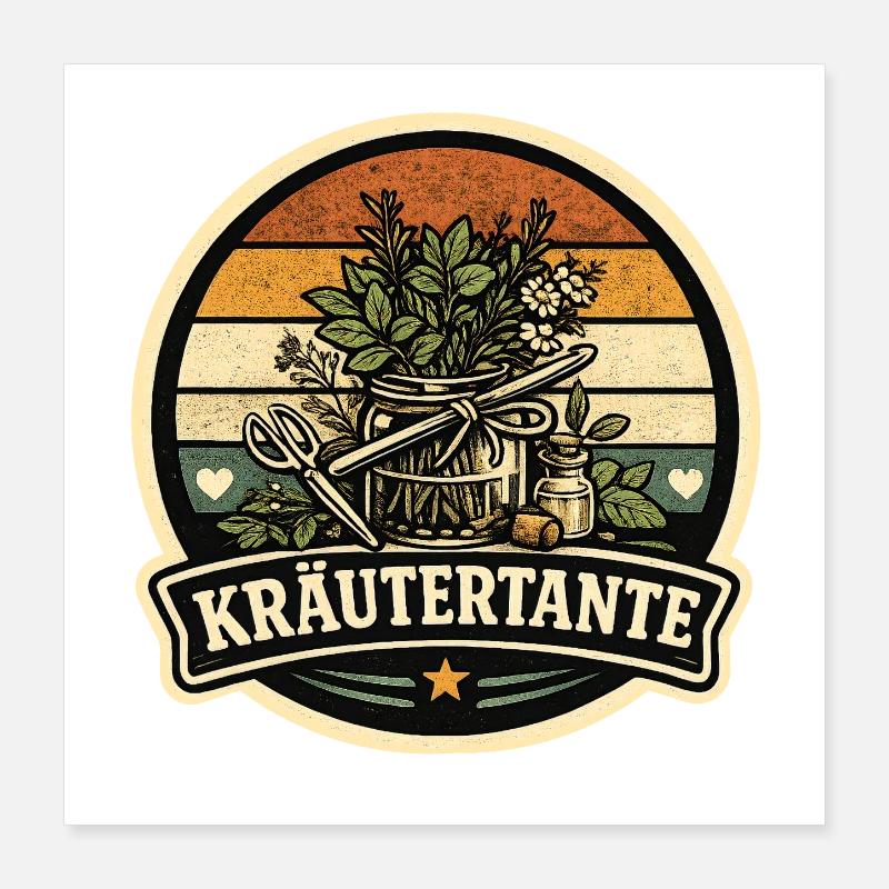 Kräutertante Retro Poster 40x40 cm