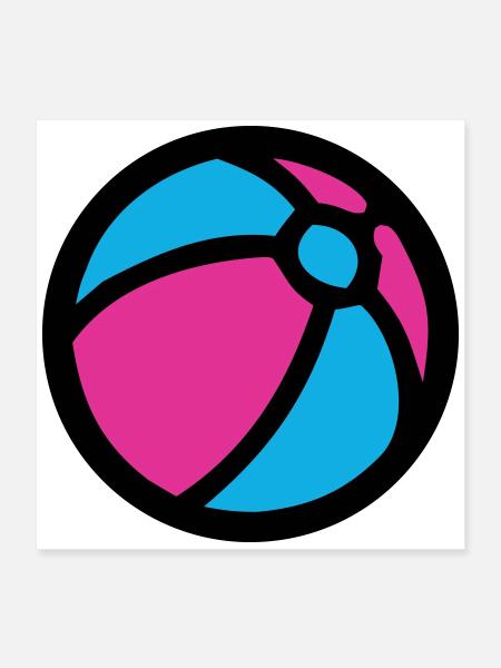 Wasserball Strand Sommer Icon - Poster 40x40 cm - Weiß - Vorne