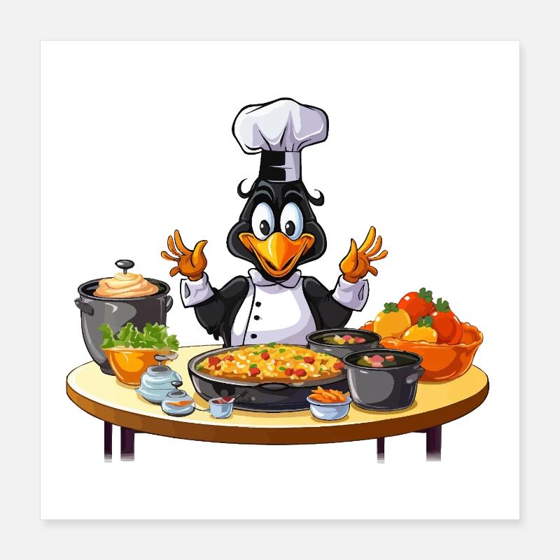 Kitchen Duck Chef Design Poster 40 x 40 cm