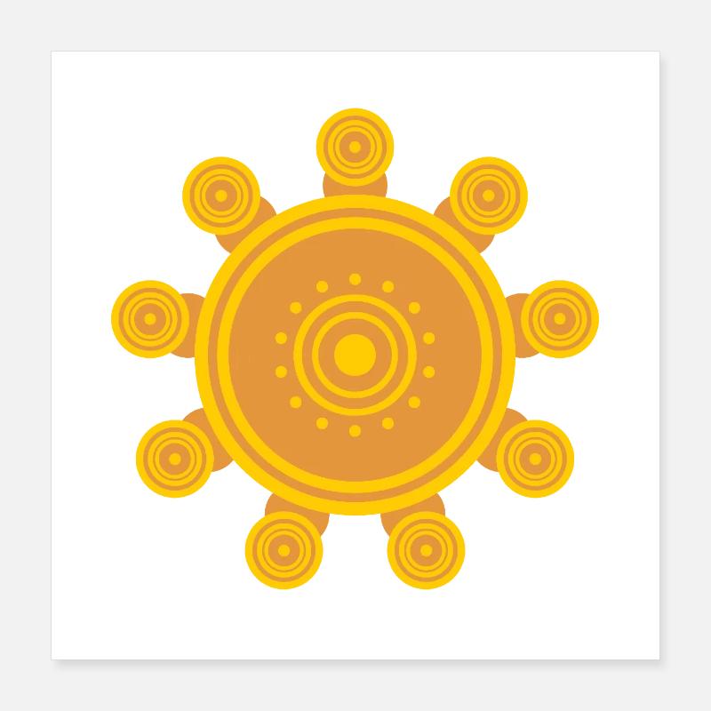Central orange mandala sun Poster 16" x 16" (40x40 cm)