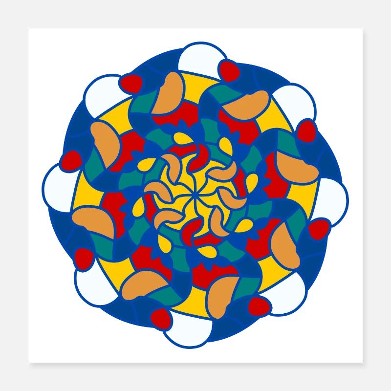 Bright Kaleidoscope Mandala Poster 16" x 16" (40x40 cm)